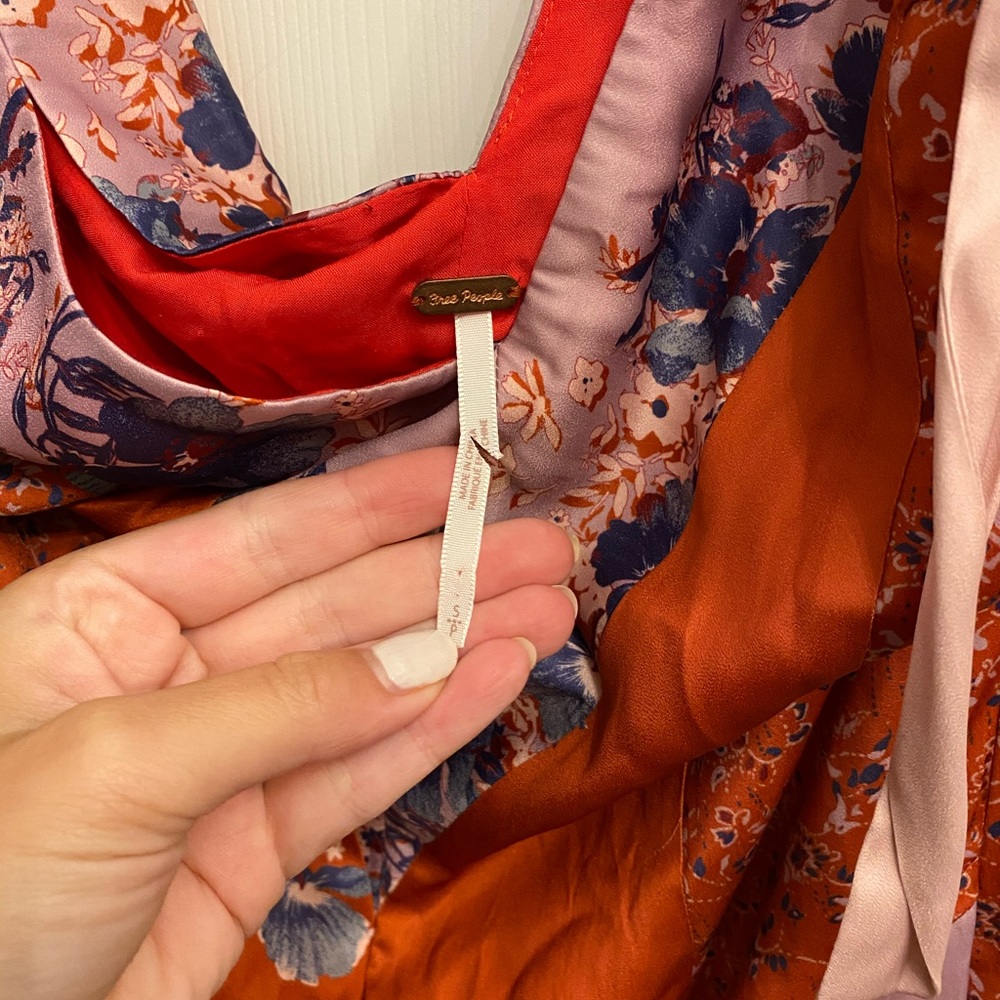 Free People Orange Floral Patchwork Jumpsuit - Picture 2 of 2